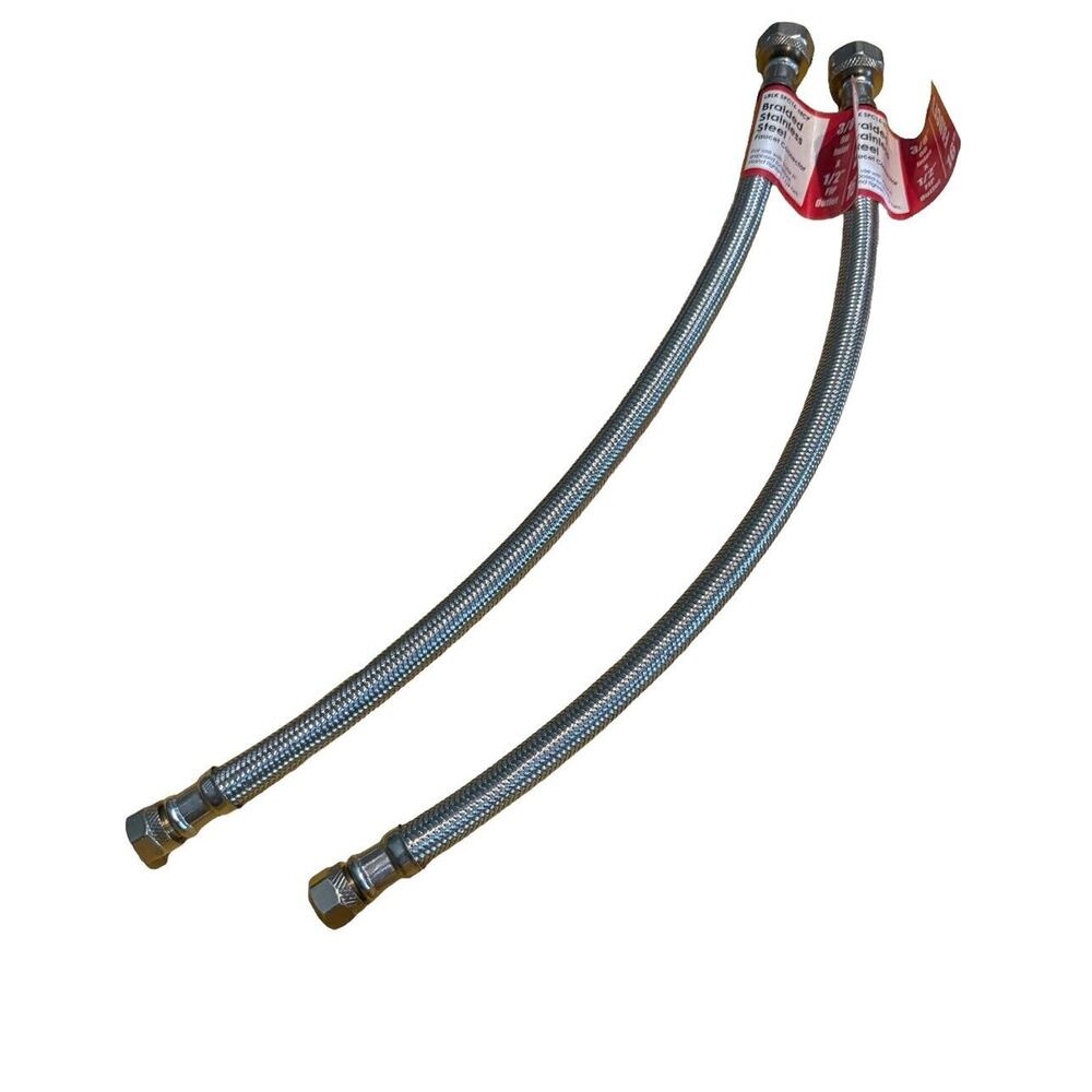 Watts 16" Braided Stainless Steel Faucet Connector 3/8" OD Inlet 1/2" FIP Outlet